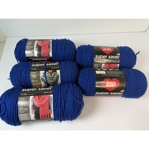 Red Heart Super Saver Yarn Lot Of 5 Royal Blue  7oz 364 Yds Each